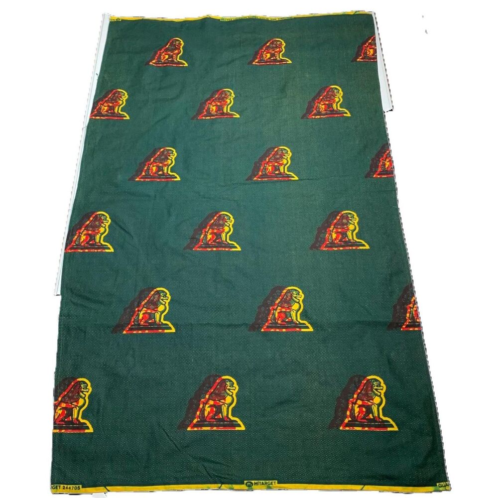 HiTarget Veritable Wax Block Print Fabric Green Lion African Ankara 45x28